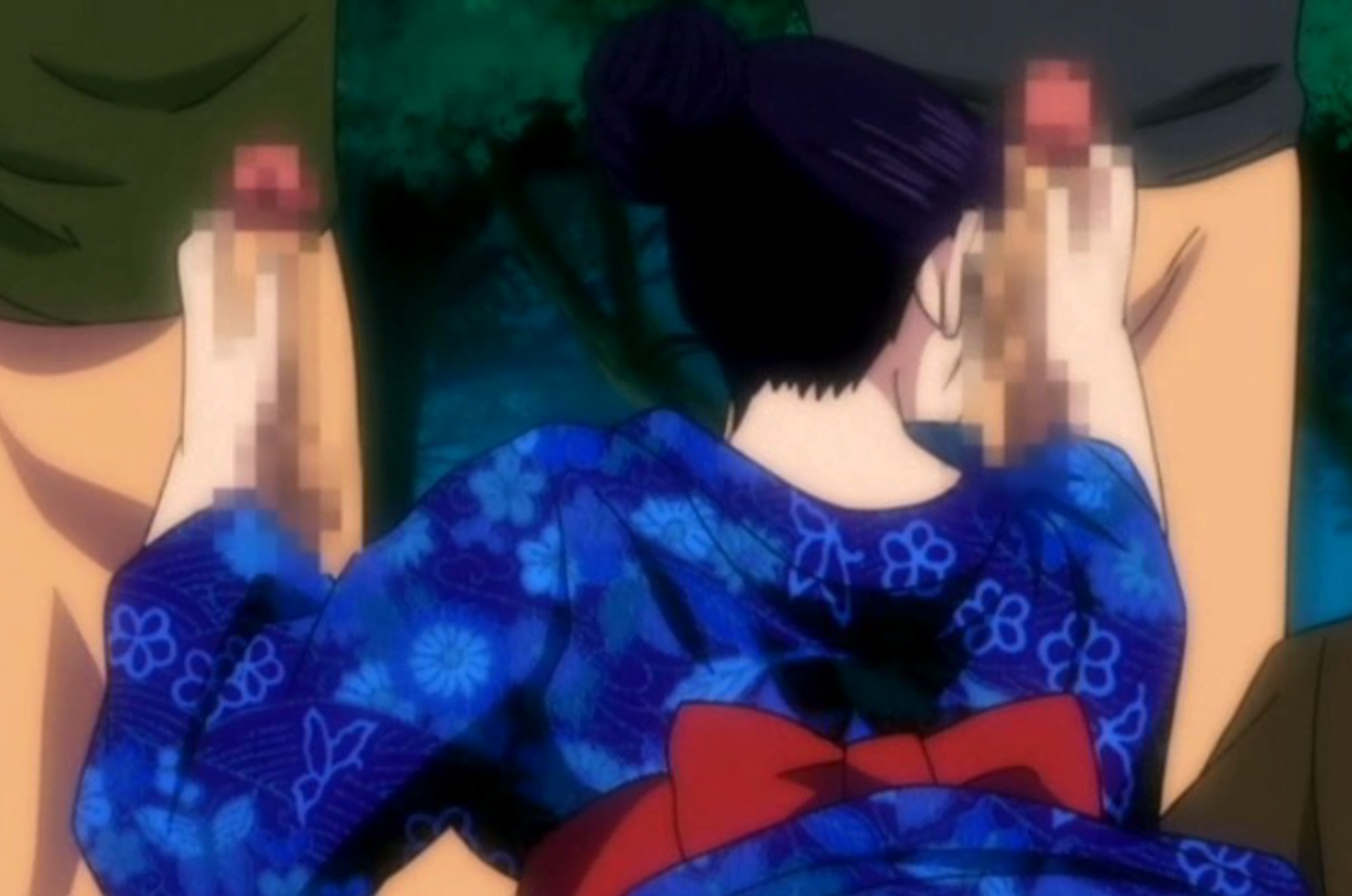 巨乳で色気のあるセクシーな人妻の叔母さんが野外で浴衣を乱して、知らない男たちの肉棒を淫靡な顔で頬張り回される