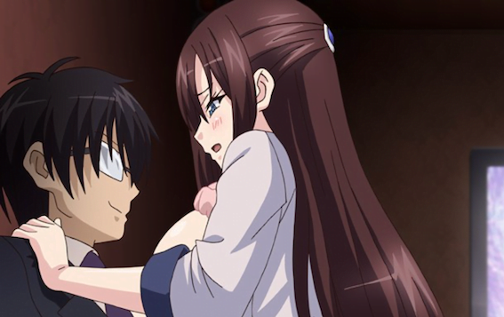 【エロアニメ】巨乳人妻OLがオフィスで夫とセックスをして、その現場を新人に撮られて、身体を要求されてNTRセックス